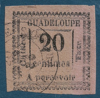 France Colonies Guadeloupe Taxe N°9 20c Noir Sur Rose Oblitéré Dateur De Saint FRANCOIS Signé CALVES - Impuestos