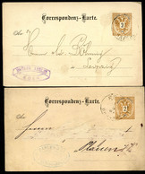 ÖSTERREICH 2 Postkarten P43 Eger Cheb - Leipzig+Plauen 1884 - Postkarten