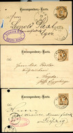 ÖSTERREICH 3 Postkarten P43 Teplitz Teplice - Eger Cheb+Leipzig+Sayda 1884-90 - Briefkaarten