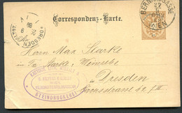 ÖSTERREICH Postkarte P43 Wien Bernardgasse -Dresden 1889 - Briefkaarten