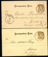 ÖSTERREICH 2 Postkarten P43 Wien - Graz+Ohrdruf 1884-87 - Briefkaarten