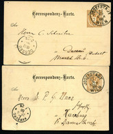 ÖSTERREICH 2 Postkarten P43 Wien Josefstadt - Hamburg+Dessau 1888 - Cartes Postales