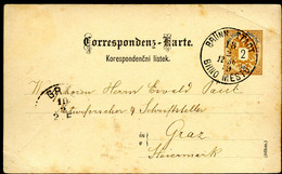 ÖSTERREICH Postkarte P44a Brünn Brno - Graz 1889 - Briefkaarten