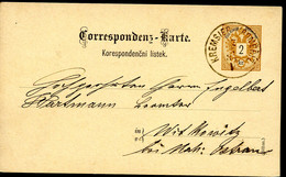 ÖSTERREICH Postkarte P44a Kremsier Kroměříž - Witkowitz Vítkovice (Ostrava) 1884 - Cartes Postales