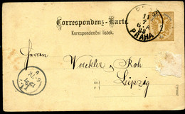 ÖSTERREICH Postkarte P44a Prag Praha - Leipzig 1888 - Cartes Postales