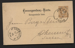 Postkarte P44b PRAG Praha - Chemnitz 1886 - Cartes Postales