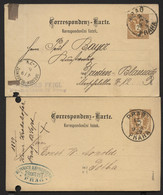 2 Postkarten P44b PRAG Praha - Dresden+Gotha 1885-89 - Briefkaarten