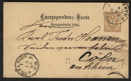 Postkarte P44b PRAG Praha - Köln 1884 - Cartes Postales