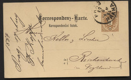 Postkarte P44b PRAG Praha - Reichenbach 1884 - Briefkaarten