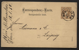 Postkarte P44b TEPLITZ Teplice - Leipzig 1884 - Cartes Postales