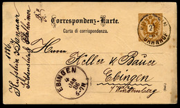 Postkarte P45a KUFSTEIN - Ebingen 1886 - Briefkaarten