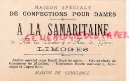 87- LIMOGES- RARE CARTE A LA SAMARITAINE -CONFECTIONS POUR DAMES-20 RUE DU CLOCHER -2 RUE DE GORRE-CONFECTION - Textile & Vestimentaire