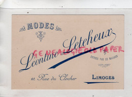 87- LIMOGES- RARE CARTE LEONTINE LETEHEUX- MODES - CONFECTION VETEMENTS- 10 RUE DU CLOCHER - Textile & Clothing