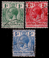 British Honduras 1915 KGV Mult Crown CA  Wartime Burele Set Of 3  Cds Used - British Honduras (...-1970)