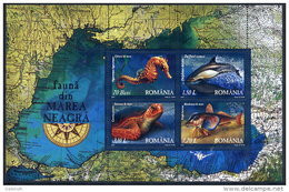 ROMANIA 2007 Black Sea Fauna Block MNH / **.  Michel Block 393 - Ongebruikt