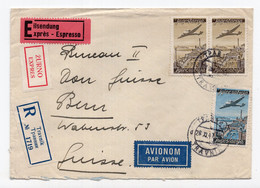 1947. YUGOSLAVIA,BOSNIA,BIH,TRAVNIK TO SWITZERLAND,AIRMAIL,RECORDED,EXPRESS COVER - Posta Aerea