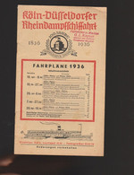 Vieux Papiers - Horaires Transport - Fahrpläne 1936 Köln Düsseldorf Rheindampfschiffart - Dampfschiff - Bateau à Vapeur - Europe