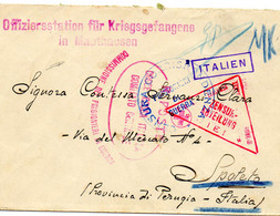 ALLEMAGNE."OFFIZIERS STATION FUR KRIEGSGEFANGENE MAUTHAUSEN".PRIS.GUERRE ITALIEN. 2 CENSURES - Guerra Del 1914-18