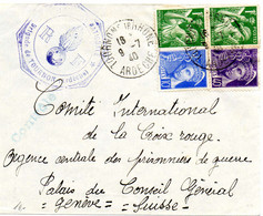 FRANCE.1940.LS.TYPE  "MERCURE ET IRIS".CENSURE.POUR LA SUISSE. - 1938-42 Mercure