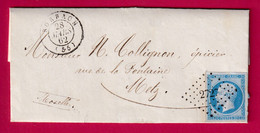 N°14 PC 2727 RORBACH MOSELLE POUR METZ LETTRE COVER FRANCE - 1849-1876: Classic Period