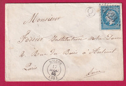 N°22 GC 3423 SOLGNE MOSELLE POUR PARIS BOITE RURALE Q NON IDENTIFIEE LETTRE COVER FRANCE - 1849-1876: Klassik