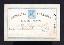 S4689-ESPAÑA-SPAIN.OLD POSTCARD HUELVA To SEVILLA.1874.Tarjeta Postal 1ª REPUBLICA.carte Postale.POSTKARTE - Lettres & Documents