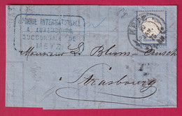 ALSACE LORRAINE FER A CHEVAL METZ MOSELLE POUR STRASBOURG DOUBLE PORT LETTRE COVER FRANCE - Covers & Documents