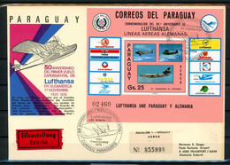 Paraguay 1976 Airmail Registered Mail To Germany — The 50th Anniv. Of Lufthansa's First Test Flight In South America - Paraguay