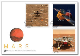 UN 2022 United Nations Planet Mars ,UAE Hope Probe, China Zhurong Rover Landing, Ingenuity Helicopter FDC (**) - Brieven En Documenten