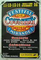 AFFICHE ANCIENNE ORIGINALE FESTIVAL DE COUNTRY MUSIC MIRANDE GERS 1996 Harley Davidson Voitures Américaines - Manifesti & Poster