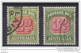 AUSTRALIA:  1938/53  POSTAGE  DUE  -  2 P. + 3 P. USED  STAMPS  -  YV/TELL. 65 - Postage Due