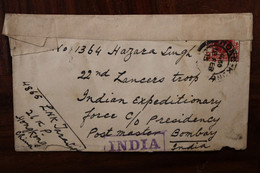 1915 WW1 Censor Hong Kong China Cavalry Division Expeditionary Force Cover IEF GB UK Empire Expéditionnaire Inde India - Storia Postale