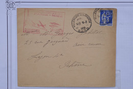 AU9 FRANCE BELLE LETTRE  1939 VILLENEUVE  POUR LYON +PARIS NICE  AEROPHILATELIE +AFFRANCH. PLAISANT - 1927-1959 Briefe & Dokumente