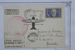 AU9 FRANCE BELLE CARTE 1939 MONTPELLIER MARSEILLE  +FARMAN + AEROPHILATELIE +AFFRANCH. PLAISANT - 1927-1959 Briefe & Dokumente