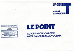 OISE - Dépt N° 60 = SAINTE GENEVIEVE / VALIDITE PERMANENTE = CORRESPONDANCE REPONSE T  ' LE POINT ' - Karten/Antwortumschläge T