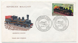 MADAGASCAR - 2 Documents Relatifs Aux Chemins De Fer Malgaches - 1 FDC 1973 - 1 CPM 1959 - Madagascar (1960-...)