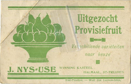 Halmaal - Sint -Truiden : Reclamekaart  :  J. Nys=Use  ( Zie Scan Voor Detail !!!  Plooi !!!! ) - Sint-Truiden