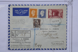 AU9 FRANCE BELLE LETTRERARE  1929 PORNICHET  POUR  REYKSJAVIK ISLANDE + DULAC +AEROPHILATELIE + AFF. PLAISANT - 1927-1959 Briefe & Dokumente