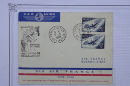 AU9 FRANCE BELLE LETTRE AIR FRANCE  1948 POUR BUENOS AYRES ARGENTINA  +PAIRE TP +AEROPHILATELIE + AFF. PLAISANT - 1927-1959 Lettres & Documents