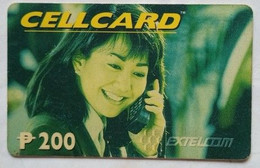 Philippines Extelcom 200 Peso Cellcard Woman On Phone - Philippinen