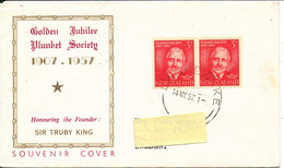 New Zealand FDC 14-5-1957 Sir Truby King In Pair With Cachet Sent To Sweden - Lettres & Documents