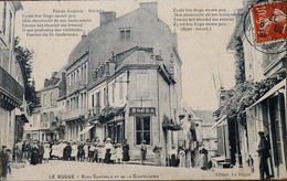 C.P.A. : 24 : LE BUGUE : Rues Centrale Et De La Chapellerie, "Patois Buguois Refren", Animé, Timbre En 1917 - Other & Unclassified