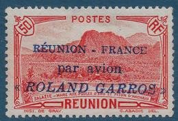 Colonies Françaises REUNION Poste Aérienne N°1* 50c Rouge Reunion FRANCE Par Avion Roland Garros TTB Signé SCHELLER - Posta Aerea