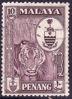 MALAYA PENANG 1960 10c Deep-Maroon SG60 Used - Penang