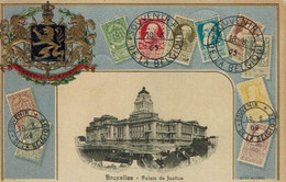 BELGIQUE-TIMBRES ROI LEOPOLD II-BRUXELLES PALAIS DE JUSTICE - Briefmarken (Abbildungen)