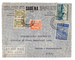 TB 3383 - 1948 - LSC - Lettre Par Avion De La Sté SABENA Aérodrome De HAREN - BRUSSEL Pour BOSTON ( U.S.A. ) - 1946-60: Poststempel