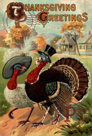THANKSGIVING GREETINGS - TURKEY - EMBOSSED - Thanksgiving