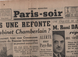 PARIS SOIR 09 05 1940 - RAOUL DAUTRY - NORVEGE NAMSOS - PAYS BAS - CABINET CHAMBERLAIN - SUEDE - AUTONOMISTES BRETONS - General Issues