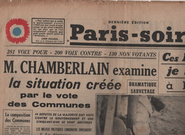 PARIS SOIR 10 5 1940 - NORVEGE NAMSOS - CABINET CHAMBERLAIN - PAYS BAS - ITALIE HENRIOT - TIMOCHENKO - POMPIERS DE PARIS - General Issues