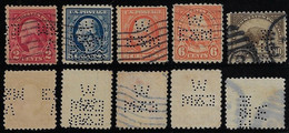 USA 1914/1954 5 Stamp Perfin W/E&M By Westinghouse Electric & Manufacturing Company From East Pittsburgh Lochung Perfore - Perfins
